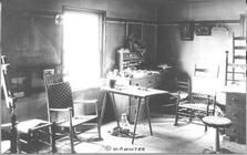 SA1405.16 - Shows interior of chair shop,, Winterthur Shaker Photograph and Post Card Collection 1851 to 1921c